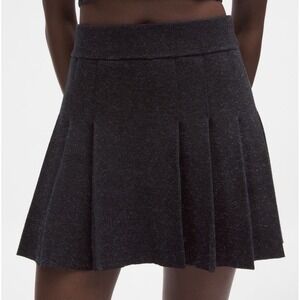 NWT Lululemon Ribbed Merino Wool Pleated Skirt Midi Speckled Black Heathered XXS